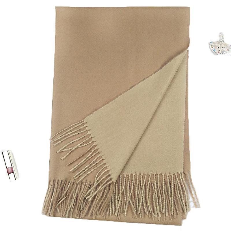 Solid Color Scarf for Women, Winter Double-Sided Two-Tone Fashionable Thick Shawl, Spring and Autumn Imitation Cashmere Casual Trendy Long Neck