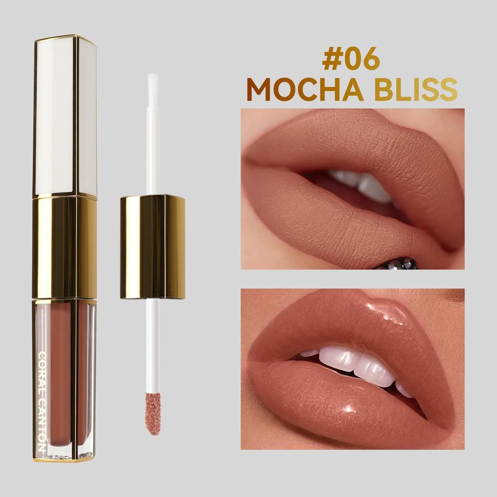 6-color Water-toned Double-head Lip Gloss Not Easy To Get Dipped In Cup Lipstick Multifunctional 2-in-1 Sexy Matte Nude Lip Gloss