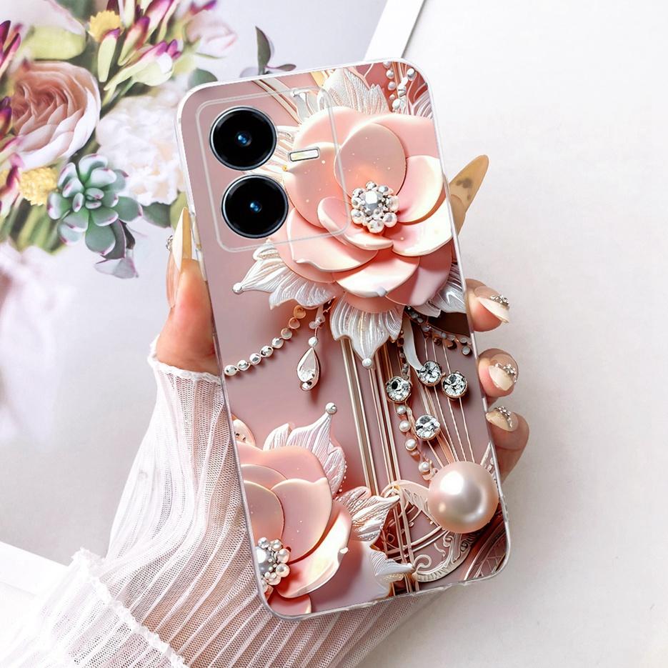 For Vivo Y22 Case V2207 Stylish Butterfly Tree Painted Cover Clear Silicone Shell For Vivo Y22s V2206 Y 22 VivoY22 s Soft Fundas