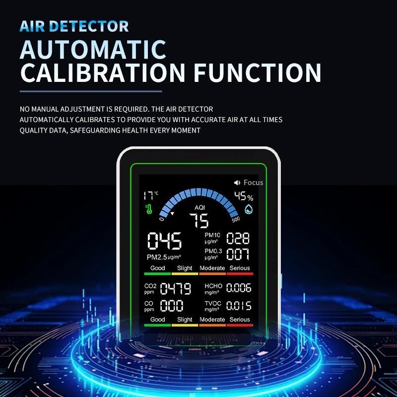 10-i-1 CO2 Luftkvalitetsdetektor PM0.3 PM1.0 PM2.5 PM10 HCHO TVOC Tester Temperatur- og Fugtighedsmåler Kuldioxidmonitor