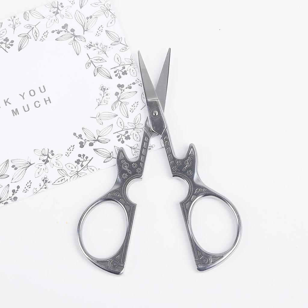 1pc/bag 11.4cm Stainless Steel Guitar-Shaped Small Scissors For Office Home Life Clothing Cutting
