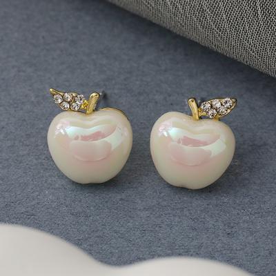 Creative Apple Earrings for Women Simple Studs Commuter Stud Earrings Wholesale Charms Jewelry