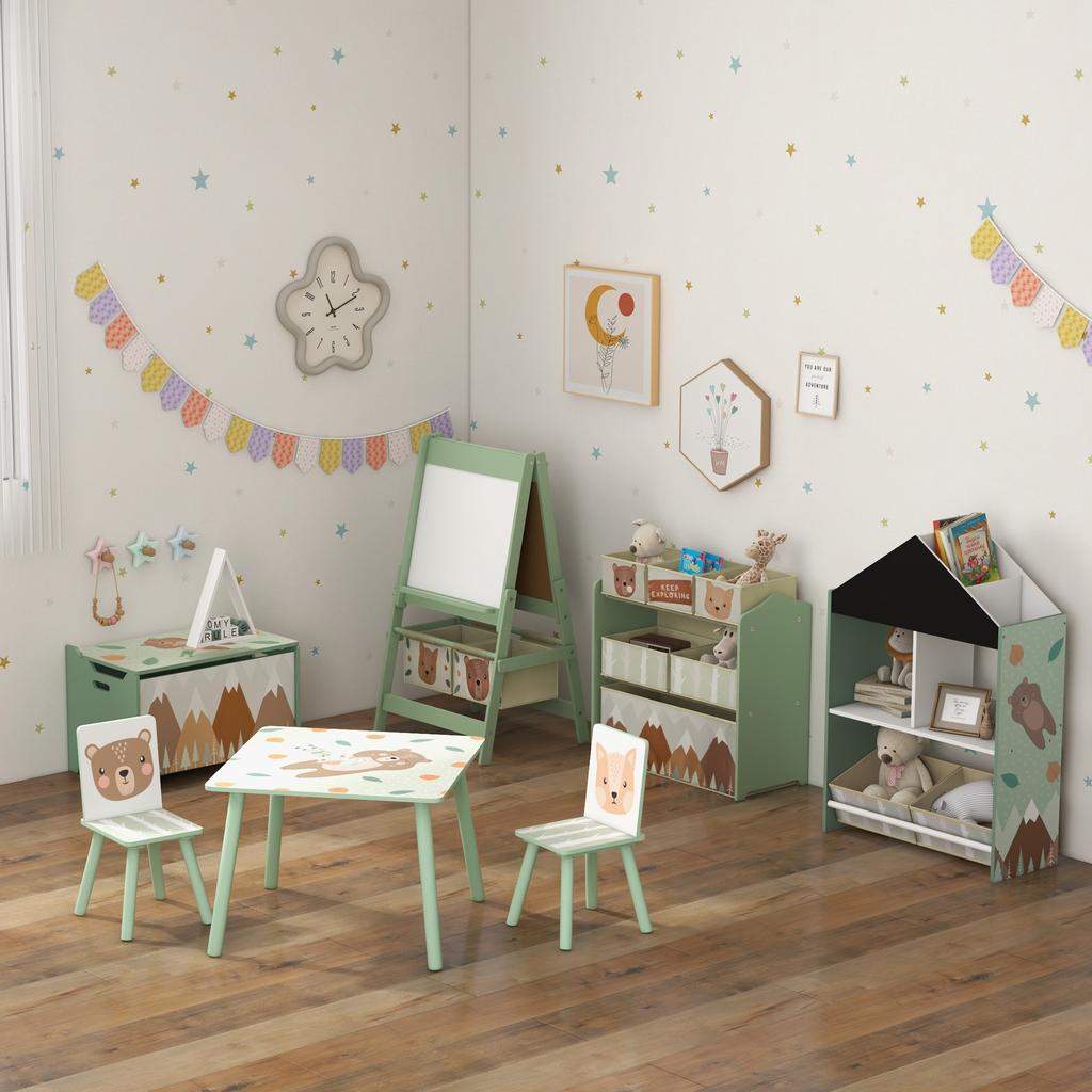 Children's Chalkboard with 3-in-1 Easel and 2 Storage Bins. Ages 3-8. 54x46.5x93cm. Green