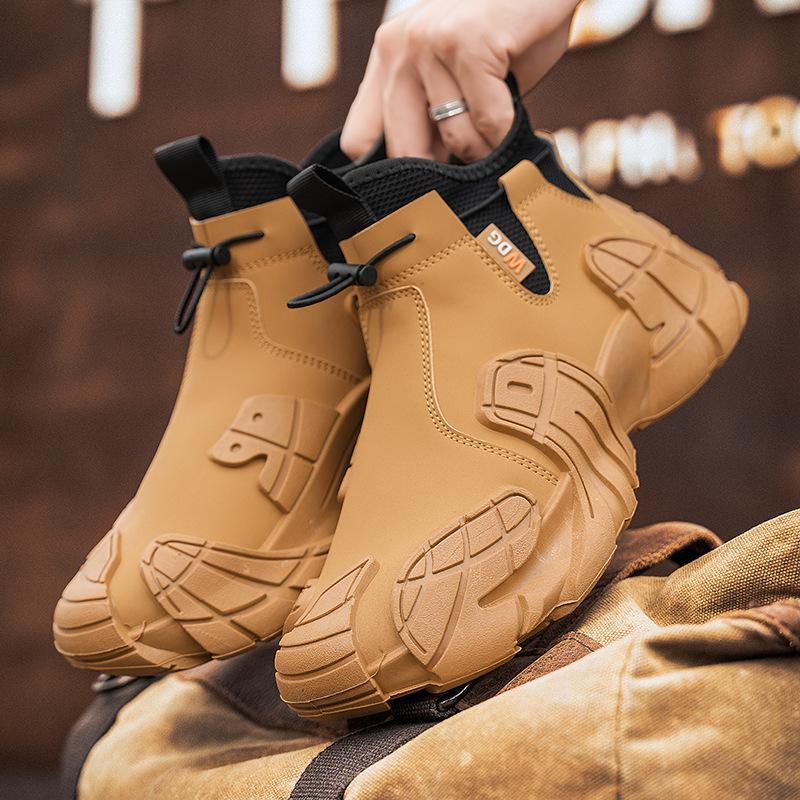 Autumn New Men's Shoes Outdoor Casual Shoes Men's Men's Mid-top Sleeve Shoes Men's Fashion Korean Version Trendy Shoes Non-slip