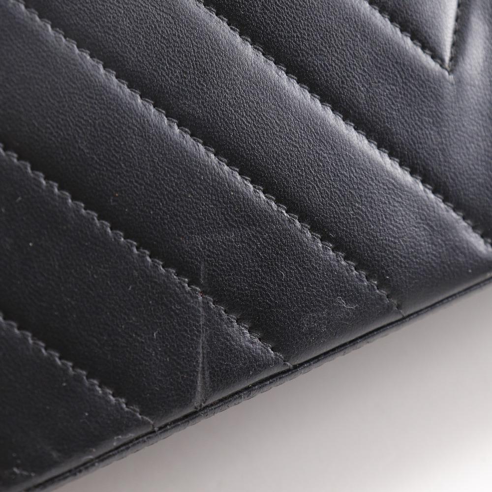CHANEL Chevron COCO Mark Shoulder Bag V stitch vintage black lambskin Women Used