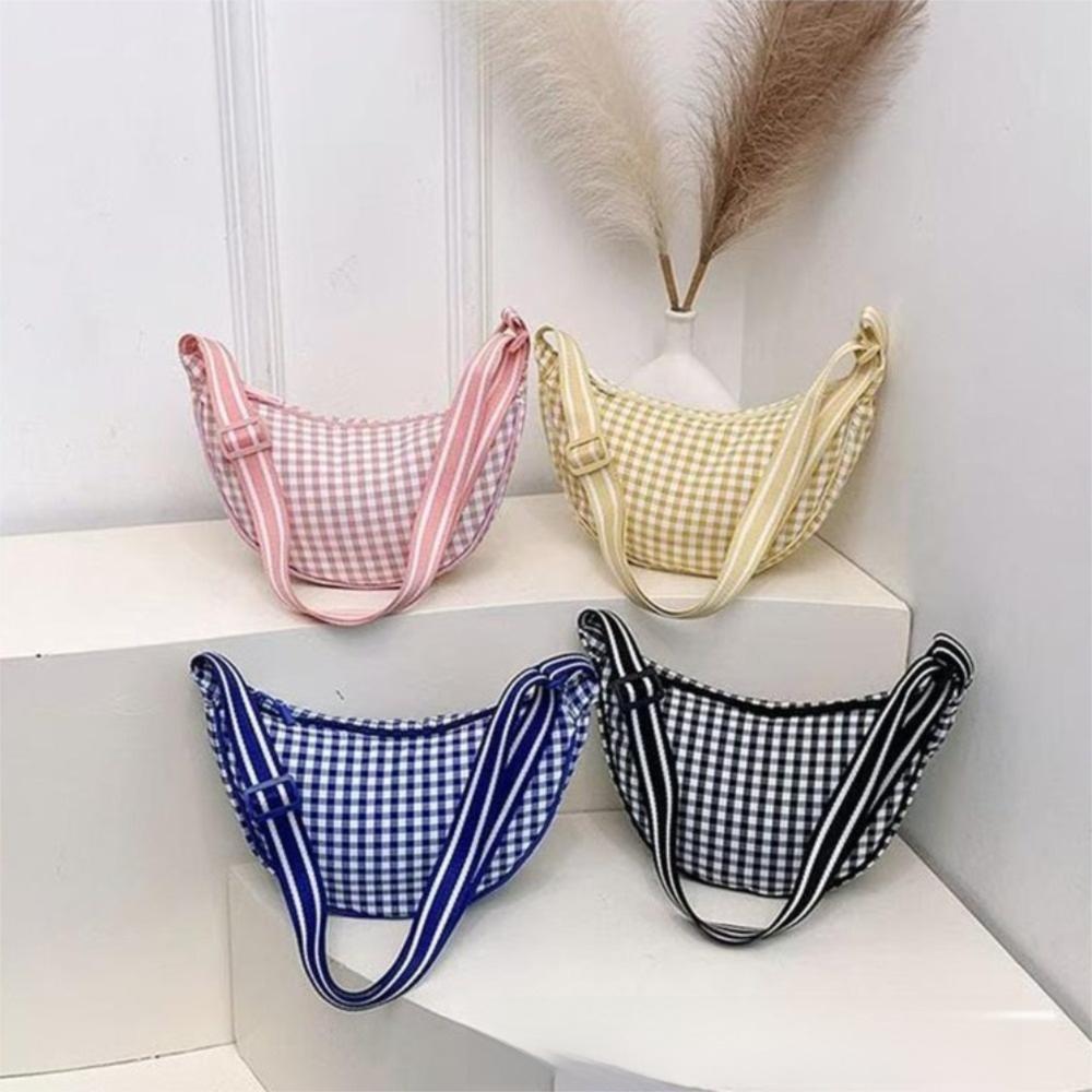 Lerret Rutete Skulderveske Allsidig Dumplingveske Søt Nylon Crossbody-veske Utendørs