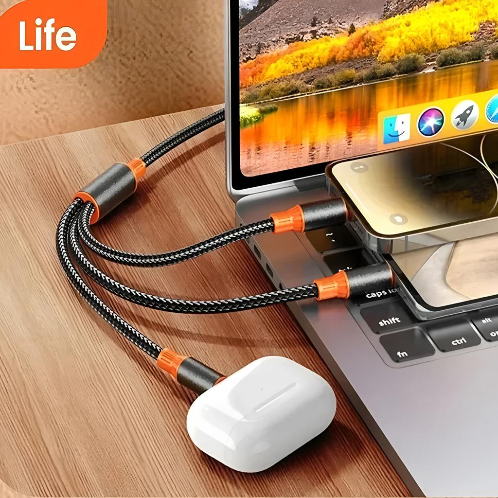 3 In 2 240W Fast Charge Cable Micro USB TypeC Mobile Phone Data Cable For iPhone Huawei OPPO Xiaomi Redmi Samsung Charging Cable