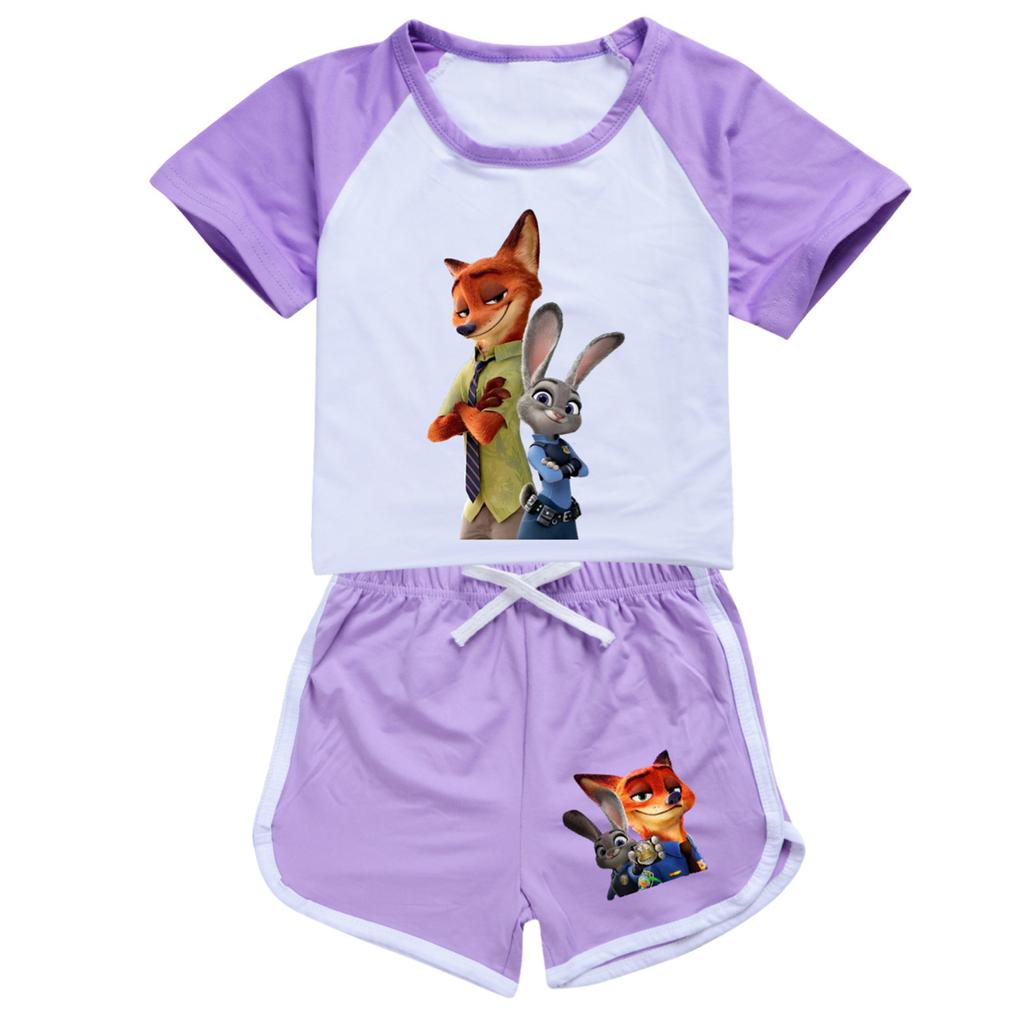 Kinder Sommer Sport T-Shirt und Shorts 2-teiliges Outfit Trainingsanzug Set Kurzarm Print Crop Tops mit Bekleidungsset