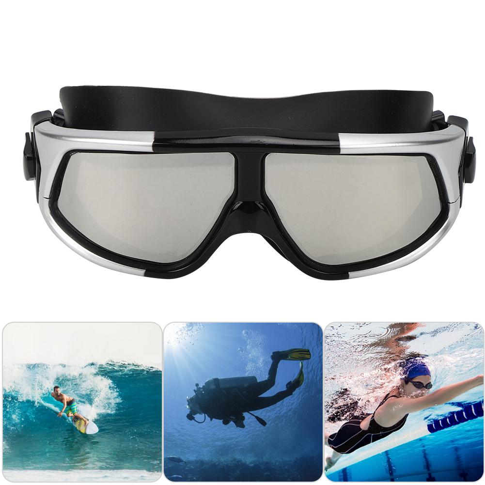 Adult Large Frame Waterproof Antifog Swimming Goggles Electroplate Plain Glass Diving Supply