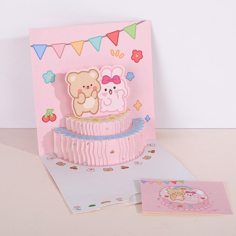 3D Creative Birthday Cake Greeting Card: Cute, Handmade, Foldable DIY Blessing Gift