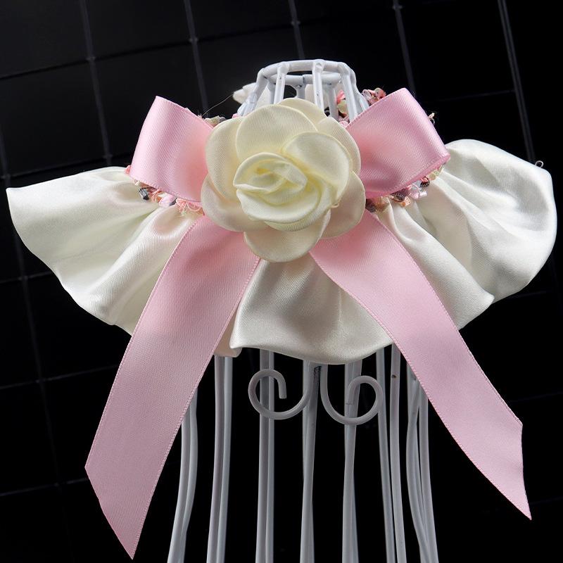 New pet cat scarf camellia bow lace saliva towel dog personalized decoration Japanese and Korean style L
