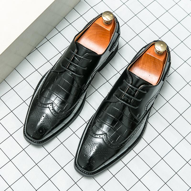 

Британский дизайнер моды Мужские оксфорды-броги с острым носком и узором под аллигатора Свадебная обувь для выпускного вечера и встречи выпускников Zapatos Hombre 38