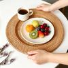 Decorative Nordic Handwoven Rattan Tray Round Snack Serving Tray Tableware Mat  Restaurants