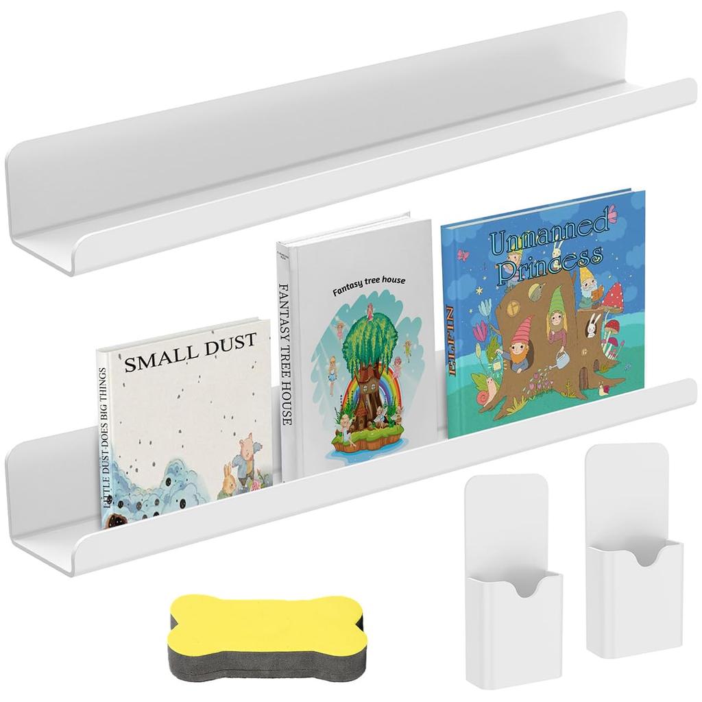 2 Pcs Magnetic Book Shelf for Whiteboard,Magnetic Shelf for Classroom,Acrylic Magnetic Book Holder,Magnetic Book Display Shelf,Magnetic Floating Book