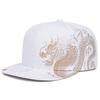 Adjustable Flat Brim Snapback Hat Chinese Golden Loong Print Streetwear Snapback  Streetwear Style