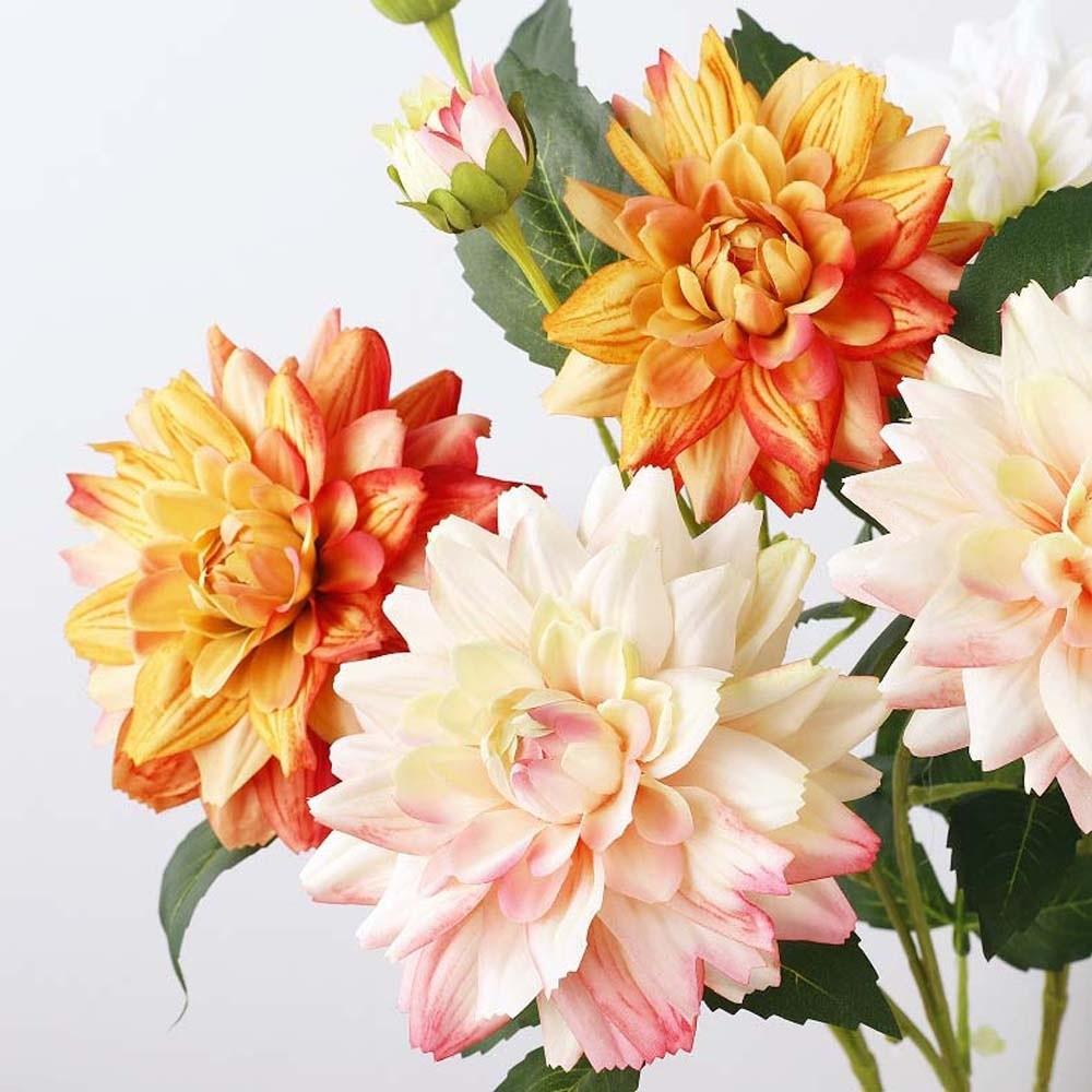 Real Touch Artificial Dahlia Flower Realistic Fake Flower Faux Dahlia Branch  Wedding Party Decor