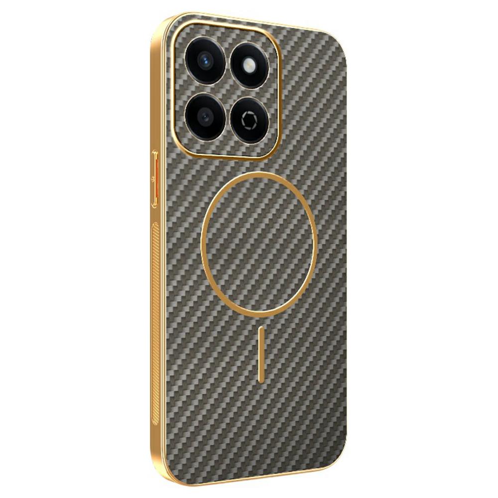 For Honor 200 Smart 5G/X7c 4G Phone Case Carbon Fiber Textured Electroplated TPU Back Cover
