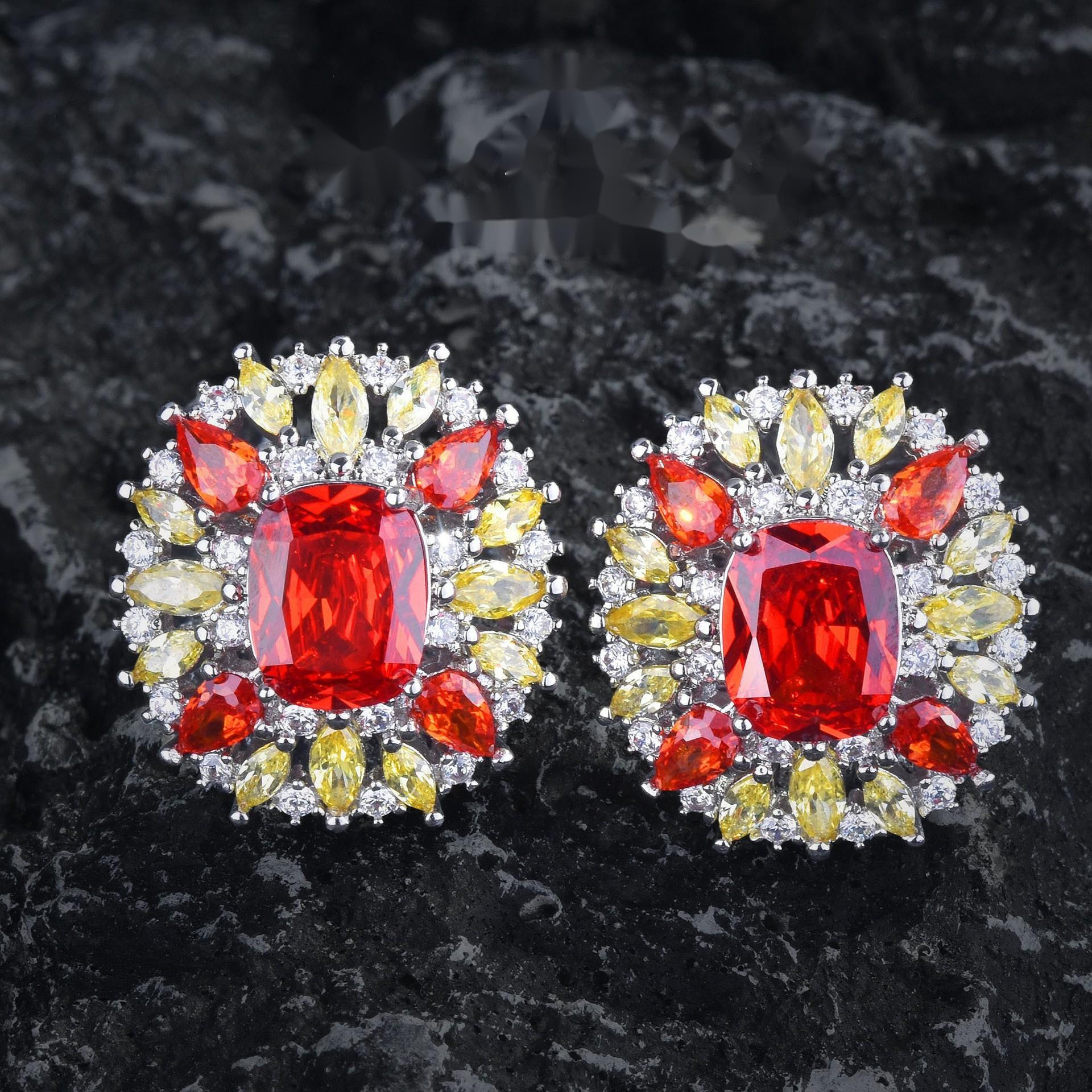 

BELLA BOX ретро мода полный сверлильный лепесток королевский сапфир Fanta многоцветный комплект ювелирных изделий подходит для женщин повседневные вечерние модные украшения красный