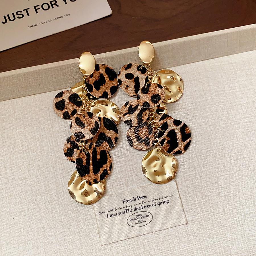 High-End Retro Leopard Print Herzohrringe - Silber Stecker Nische Maillard Stil für Damen