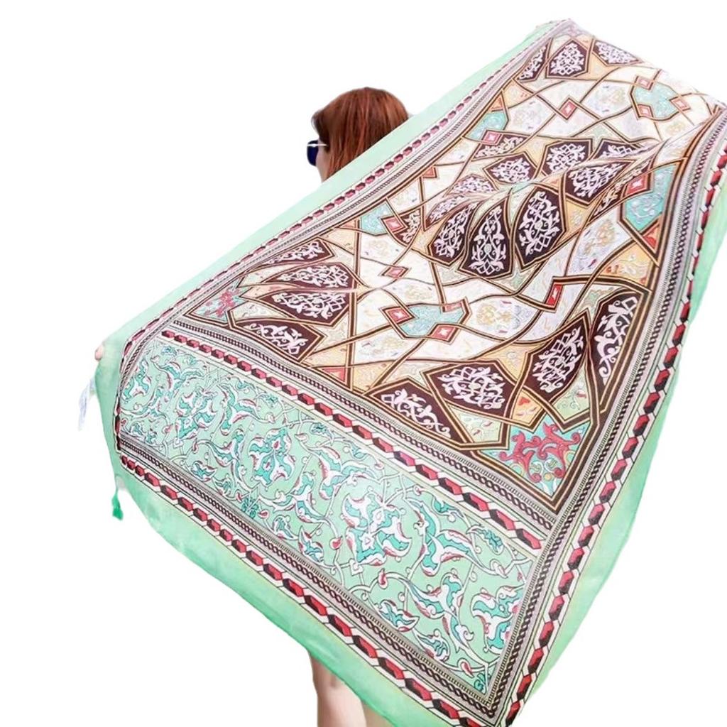 Chaka Salt Lake Great Northwest Tourism Ethnic Style Scarf Silk Scarf Women'S Summer Seaside Beach Shawl Sunscreen Thin