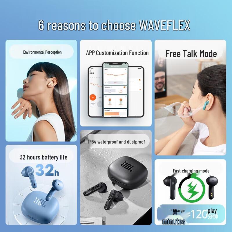 JBL WAVE FLEX Semi-in-Ear Wireless Earbuds