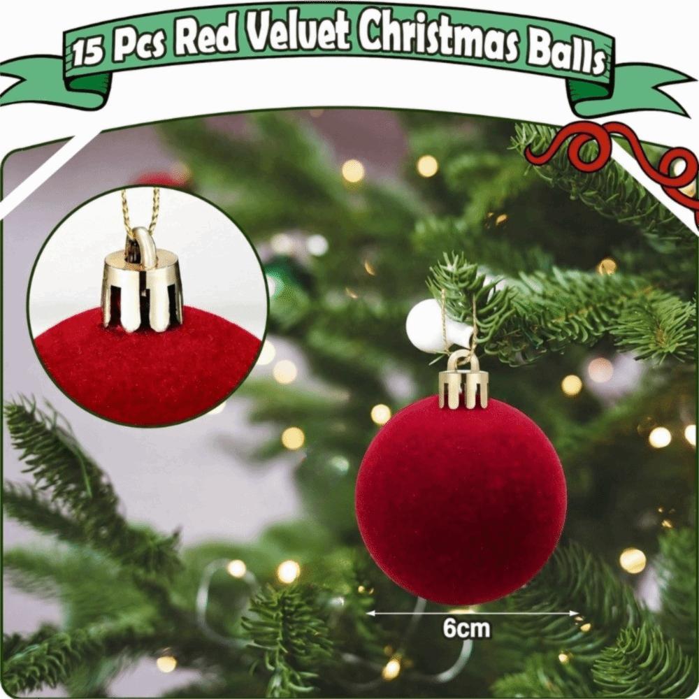 12Pcs Colorful Velvet Christmas Balls 6CM Xmas Hanging Pendants Ornaments For Home Decor