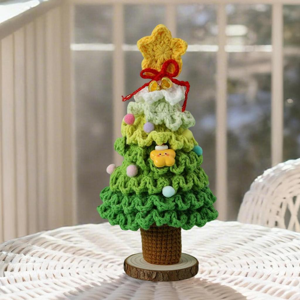 Christmas Tree 7-Layer Gradient Colors Knitting Crochet Christmas Tree Holiday Ornaments for Car Home Tabletop Fireplace Mothers