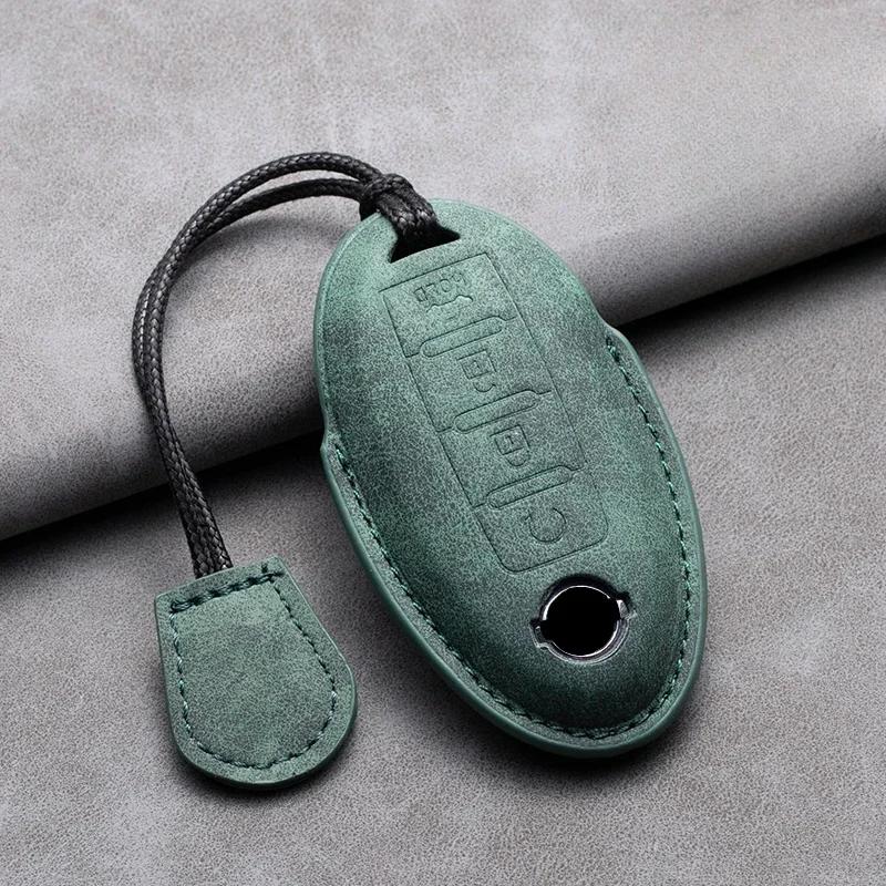 Leather Car Remote Key Case Cover Shell for Nissan Versa Maxima Altima Rogue Armada Sentra Murano for Infiniti FX35 QX60