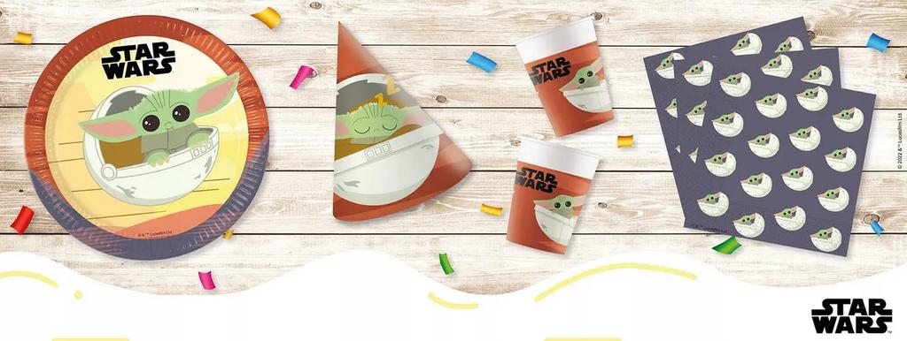 Papier-Teller Star Wars Mandalorian Baby Yoda Geburtstag 23cm 8Stk.