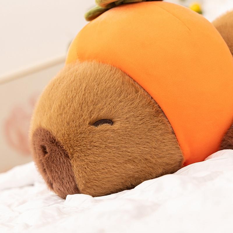 Fluffy Capybara Plush Doll Kawaii Capybara With Hamburger Bread Stuffed Toy Simulation Stuffed Animals Birthday Gift Home Decor