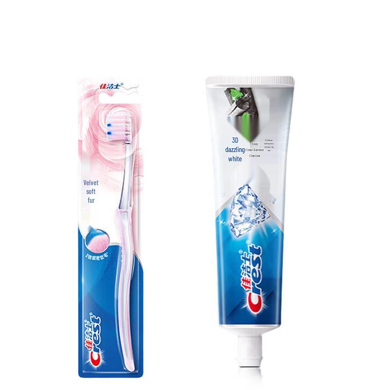 Crest Gum Care Toothbrush & 3D White Charcoal Toothpaste Combo