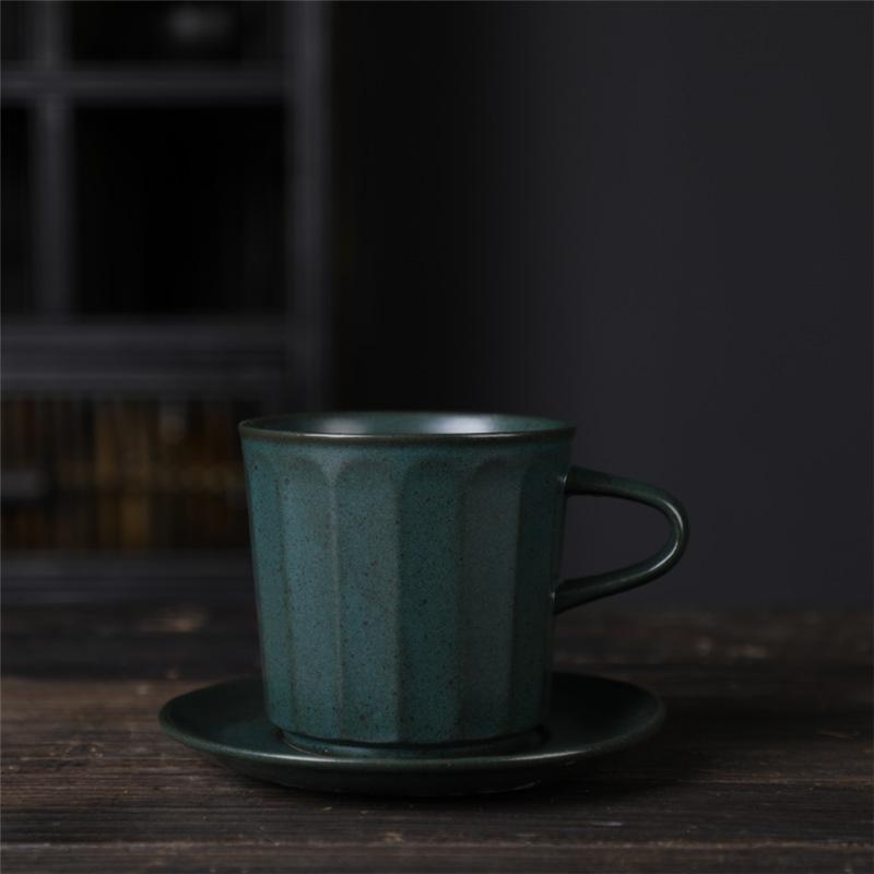 Japanese Coffee Cup And Saucer Set Retro Vintage Coarse Pottery Light Luxury Simple Cup Retro Ceramic Cup