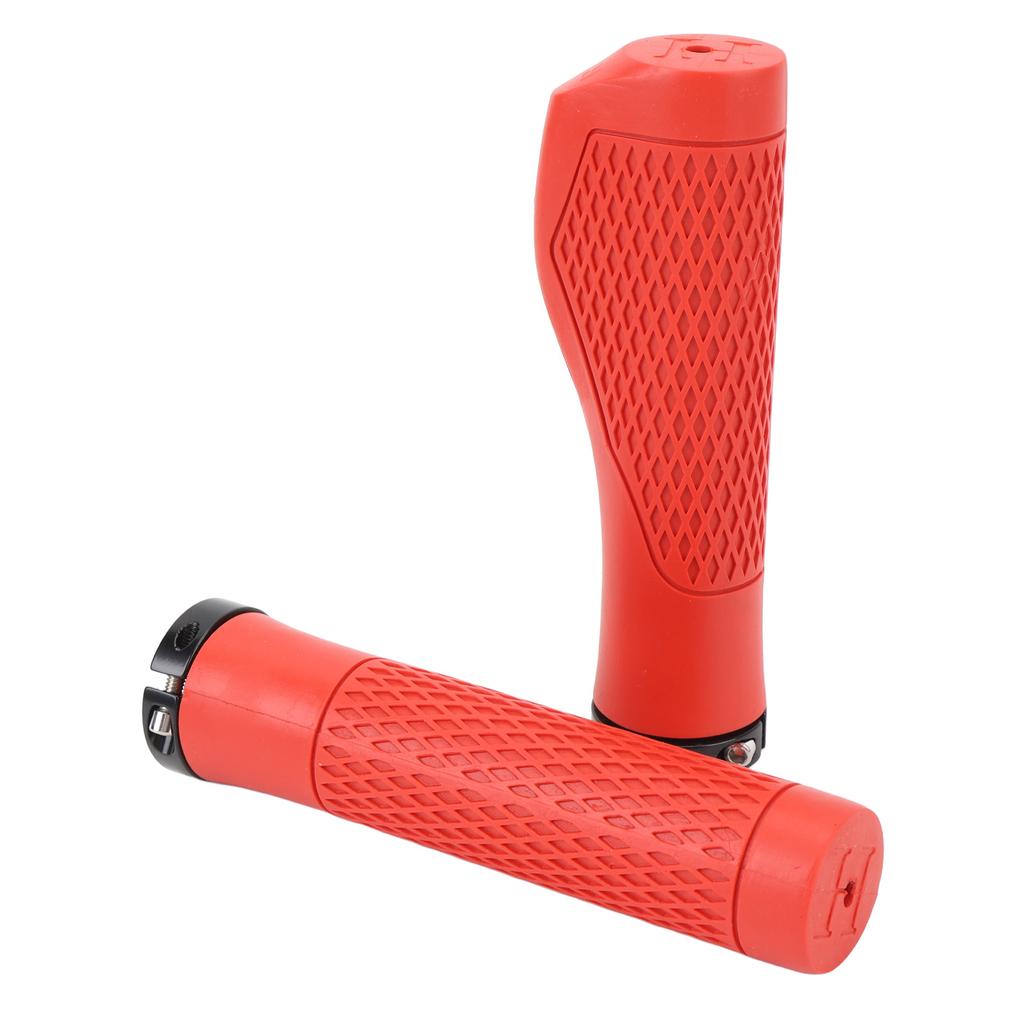 Pair of Cycling Handlebar Grips Rubber Anti Slip Shock Absorbing Ergonomic Cycle Locking Handle Grips Red