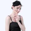 Black Mesh Headdress Stewardess Hat French Temperament Pearl Bow Hair Clip For Women