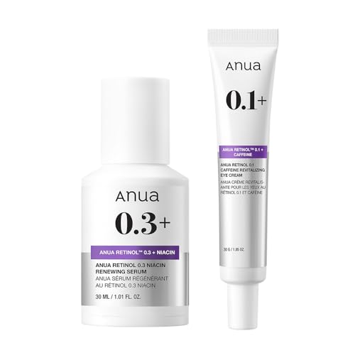 ANUA Retinol 0.3 Niacin Serum 30ml + Retinol 0.1 Caffeine Eye Cream 30g (Serum + Eye Cream) 2 STEP Set Eye Care Pore Firming Moisturizing Retinol