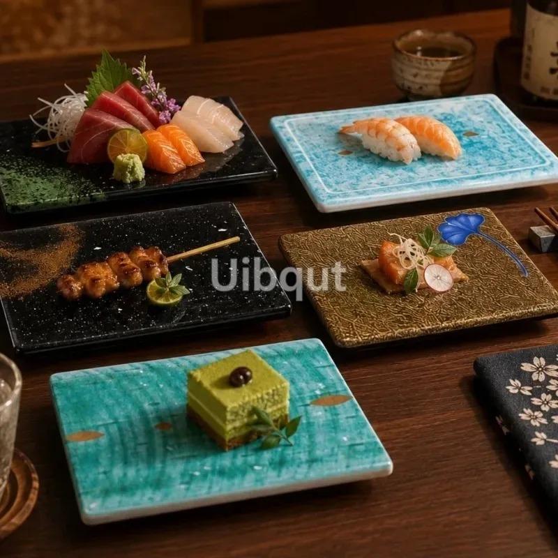 Melamine Rectangular Plate Japanese Tableware Plate Front Grilled Sushi Dish Sashimi Display Yakitori Dish Commercial BBQ Plates