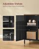 SONGMICS Armadietto, Armadio Metallico, Credenza con 2 Ante, Chiusura Magnetica, Ripiani Regolabili, Struttura in Acciaio, Marrone Rustico e Nero Opaco U