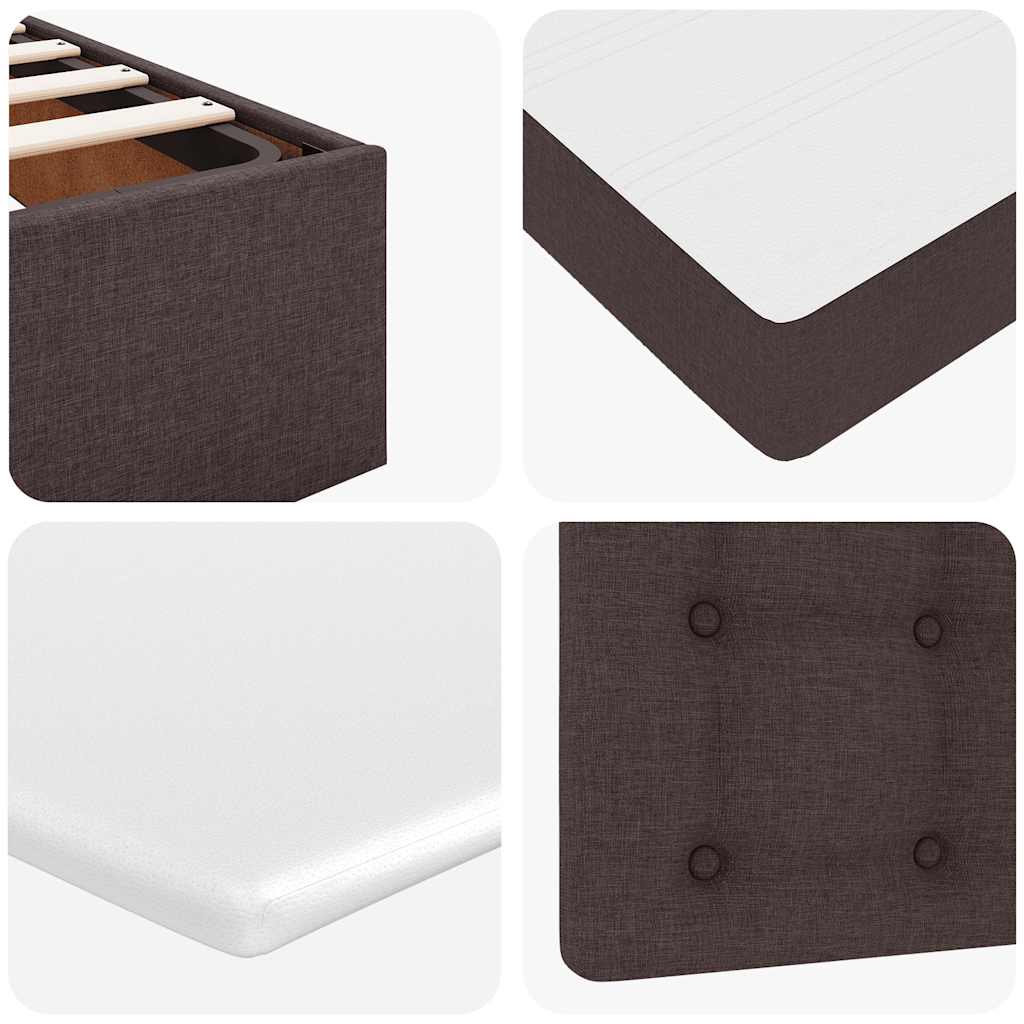 Ottoman Bed with Mattress Dark Brown 90 x 190 cm Fabric