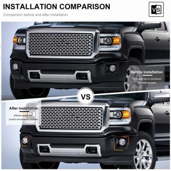 2Pc Front Fog Light Lamp Trim Cover Bezels Decor Garnish For GMC SIERRA 2014-15