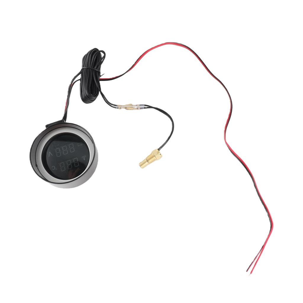 Round LED Digital Car Truck Water Temp Gauge 2 in 1 Water Temperature Voltage Meter for 12V 24V Vehicles Trucks