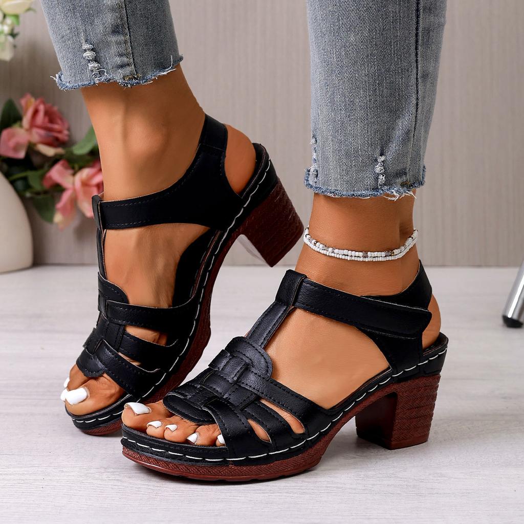 Women'S Sandals With Chunky Heel Fish Mouth Thick Bottom Shoes Outside Wear Exposed Toe High Heeled Sandal For Summer 2026