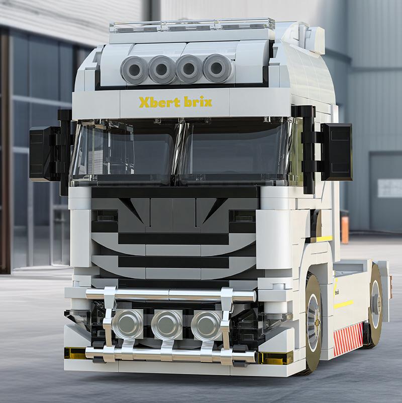 Techniczny MOC Europejska Ciężarówka Naczepa Zbiornik Paliwa Zestaw Klocków Budowlanych DIY Miejski Model Ciężarówki Inżynieryjnej Zestawy Zabawek Dla Dzieci Prezenty