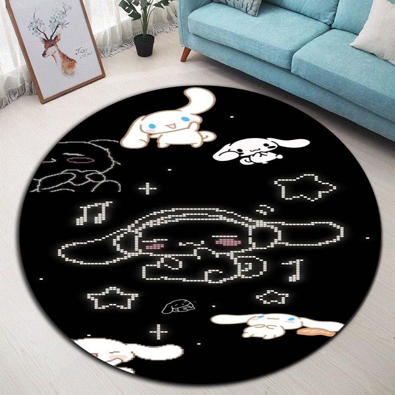 The My Melody and Cinnamoroll Cartoon Round Rug Can Be Used To Decorate Living Rooms, Bedrooms, Sofas, and Playrooms;