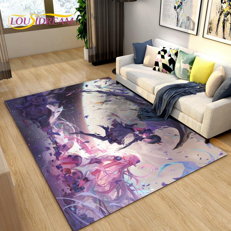 Puella Magi Madoka Magica Cartoon Area Rug,Carpet Rug for Living Room Bedroom Sofa Doormat Decoration, Kids Non-slip Floor Mat