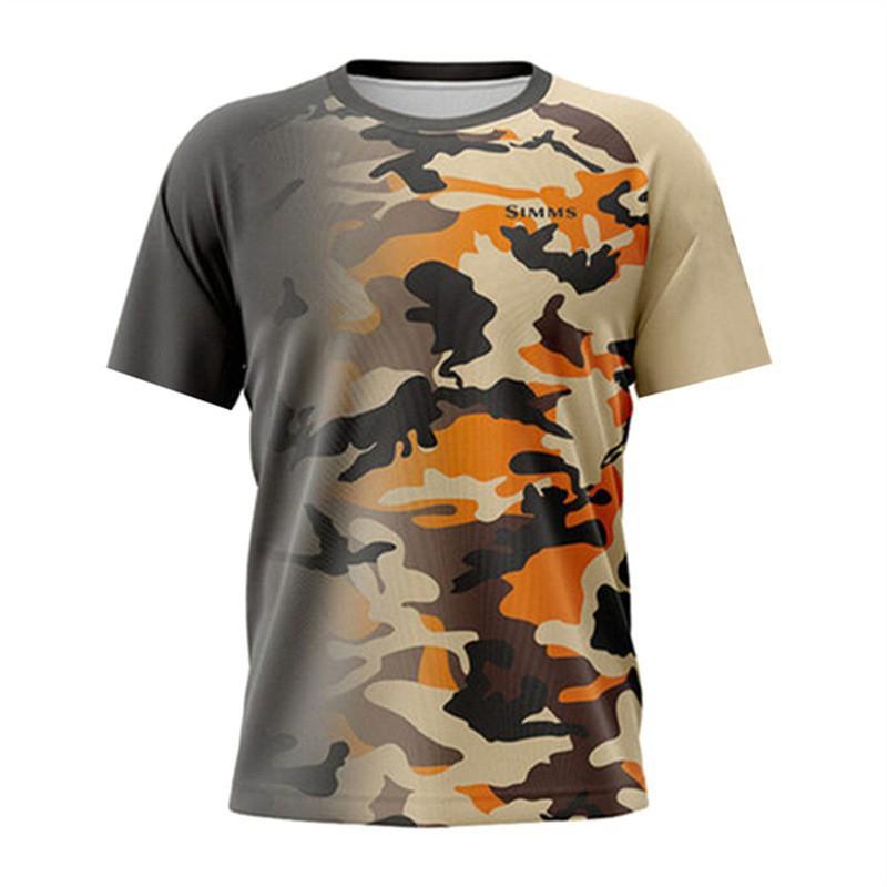 SIMMS Fishing Clothes Camo Sunblock Outdoor Luya Short-sleeved Sweatshirt Breathable T-shirt Top