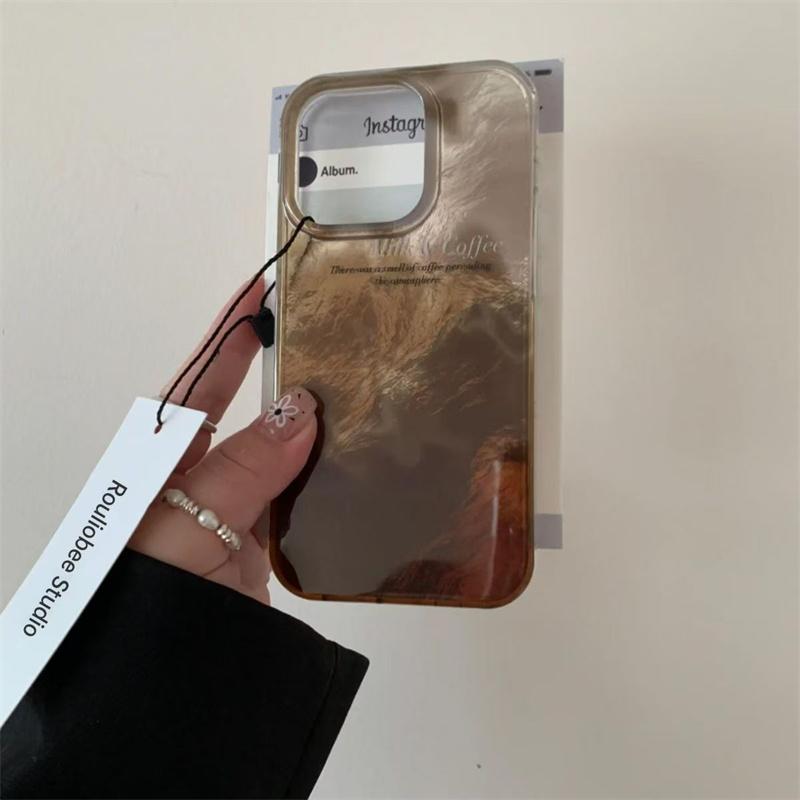 Luxury Coffee Color Blending Gradient Phone Case for IPhone 16 15 14 13 12 11 Pro Max 7 8 Plus X XS SE22 Shockproof Hard Cover