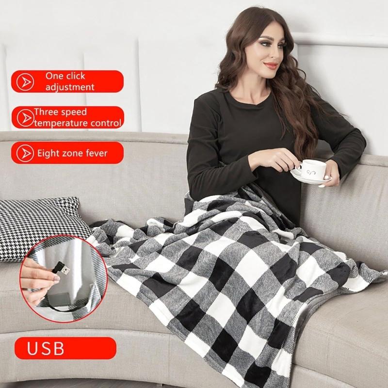 Travel Heated Scarf Wrap 3 Adjustable Heat Levels USB Powered Polyester Shawl Fast Heating For Indoor Outdoor Use
