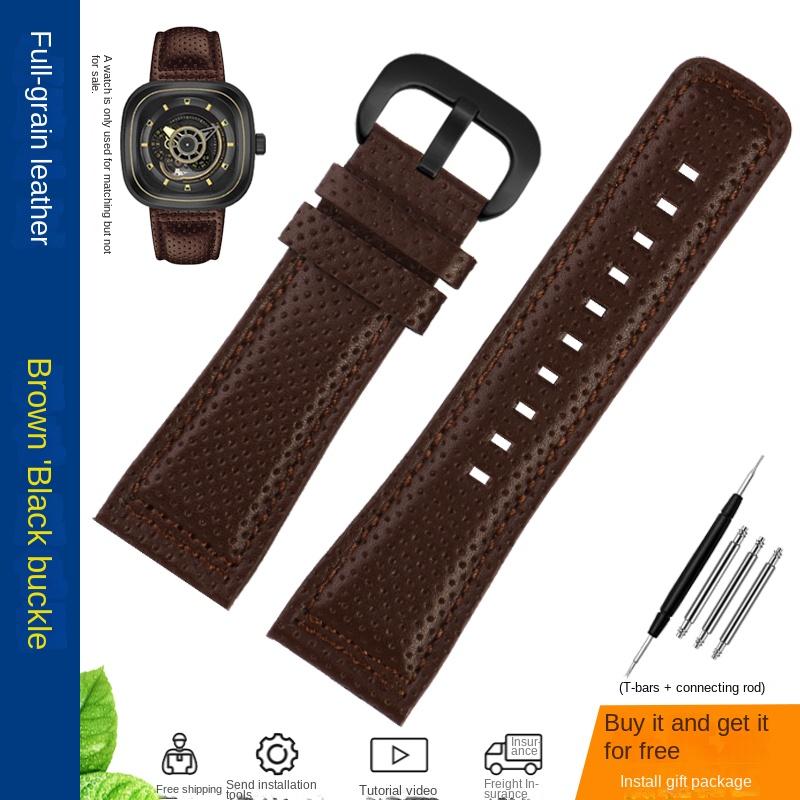 Rindsleder Uhrenarmband für Seven Friday SF-M2/Q201/02/03 P3C/02/SF-M3/04/P1B/01 Armband Echtes Leder Uhrenarmband 28mm Herren Armband