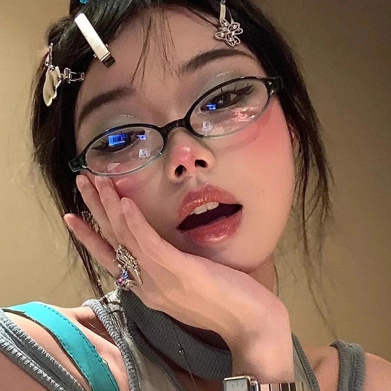 Retro Oval Glasses Women Anti Blue Light Plain Lenses Eyewear Prescription Nearsighted Glasses Optical Lenses