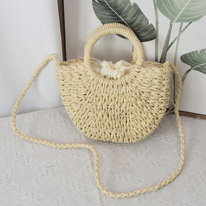 

Woven Bag Large Capacity Straw Women s Vacation Beach Cross-body All-match Handbag Shoulder Width 23x thickness 8x height 19